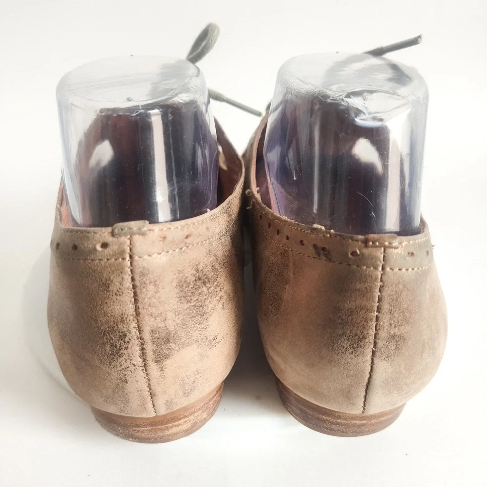 Fossil‎ Flats Size 8.5 Oxford Lace-up Metallic Bronze Leather Cut Out Academia